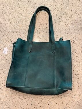 #1 Teal Leather Tote Bag with Dual Straps